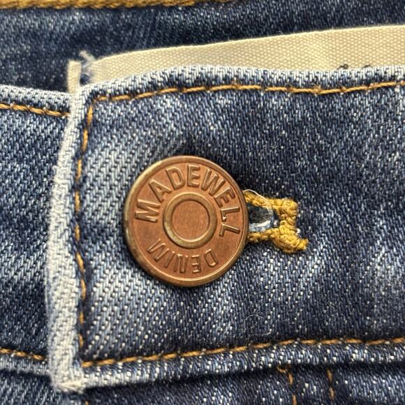 Madewell High Rise Mid Length Denim Shorts 30 Medium Wash Frayed Hem Classic - Picture 4 of 8